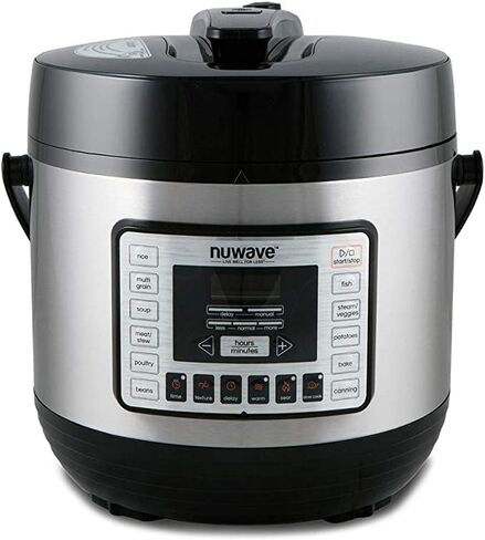 Nuwave Duet Air Fryer, Electric Pressure Cooker & Grill Combo, 450-in-1 | Multicooker w/ 3 Removable Lids, Slow Cook, Sautés, Dehydrator, 18/10 SS Pot, Sure-Lock Safety Tech & 13 Deluxe Accessories in Saudi Arabia