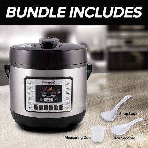Nuwave Duet Air Fryer, Electric Pressure Cooker & Grill Combo, 450-in-1 | Multicooker w/ 3 Removable Lids, Slow Cook, Sautés, Dehydrator, 18/10 SS Pot, Sure-Lock Safety Tech & 13 Deluxe Accessories in Saudi Arabia