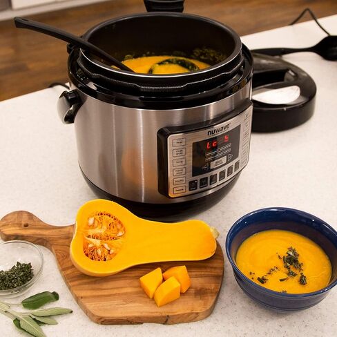 Nuwave Duet Air Fryer, Electric Pressure Cooker & Grill Combo, 450-in-1 | Multicooker w/ 3 Removable Lids, Slow Cook, Sautés, Dehydrator, 18/10 SS Pot, Sure-Lock Safety Tech & 13 Deluxe Accessories in Saudi Arabia