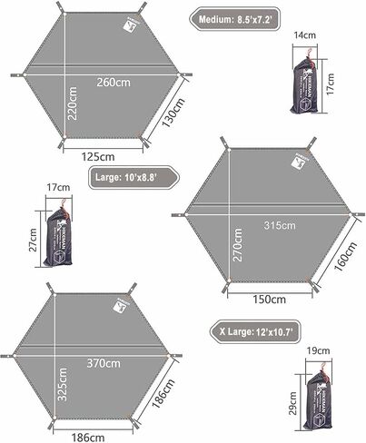 HIKEMAN Hexagonal Tent Footprint,1-4 Person Ultralight Waterproof Tent Tarp Ground Sheet Mat with 6 Tent Stakes for Camping Hiking Picnic Backpacking in Kuwait