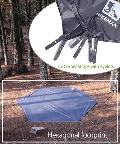 HIKEMAN Hexagonal Tent Footprint,1-4 Person Ultralight Waterproof Tent Tarp Ground Sheet Mat with 6 Tent Stakes for Camping Hiking Picnic Backpacking in Kuwait
