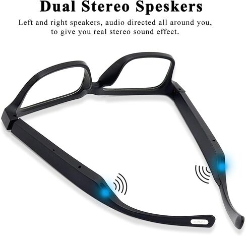 Smart Bluetooth Glasses Audio Sunglasses with Dual Speakers, One-Click Touch Control, Wireless Bluetooth-Audio Glasses with Open Ear Music&Hands-Free Calling, for Men Women (Silver) in Saudi Arabia
