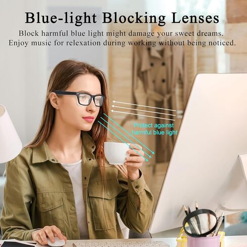 Smart Bluetooth Glasses Audio Sunglasses with Dual Speakers, One-Click Touch Control, Wireless Bluetooth-Audio Glasses with Open Ear Music&Hands-Free Calling, for Men Women (Silver) in Saudi Arabia