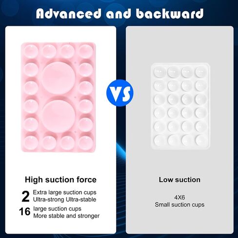 ZYCCER Double Sided Silicone Suction Phone Holder Mount,Compatible with iPhone and Android Cases Hands-Free Mirror Shower Phone Mount Strong Grip Holder (Black, Double Sided 2PCS) in Saudi Arabia