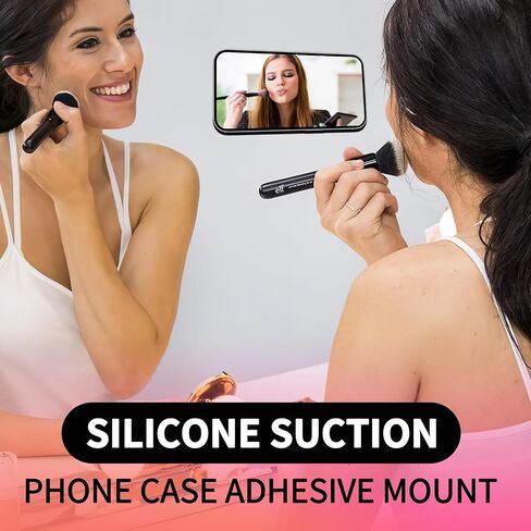 ZYCCER Double Sided Silicone Suction Phone Holder Mount,Compatible with iPhone and Android Cases Hands-Free Mirror Shower Phone Mount Strong Grip Holder (Black, Double Sided 2PCS) in Saudi Arabia