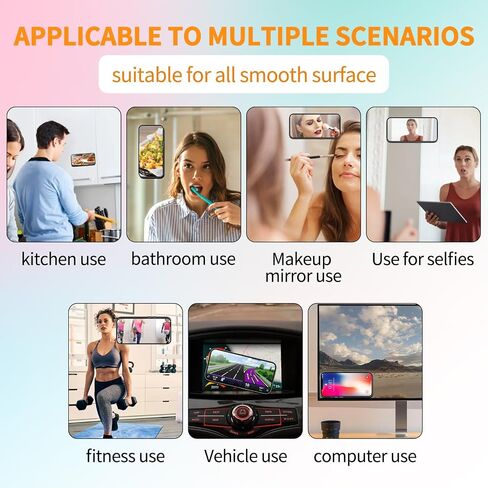 ZYCCER Double Sided Silicone Suction Phone Holder Mount,Compatible with iPhone and Android Cases Hands-Free Mirror Shower Phone Mount Strong Grip Holder (Black, Double Sided 2PCS) in Saudi Arabia