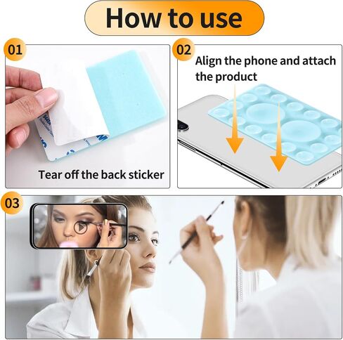 ZYCCER Double Sided Silicone Suction Phone Holder Mount,Compatible with iPhone and Android Cases Hands-Free Mirror Shower Phone Mount Strong Grip Holder (Black, Double Sided 2PCS) in Saudi Arabia