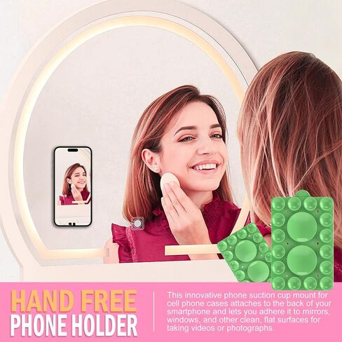 حامل هاتف ZYCCER مزدوج الجوانب من السيليكون، متوافق مع حافظات iPhone وAndroid بدون استخدام اليدين، حامل هاتف مزود بمرآة وحامل قوي (أسود، مزدوج الجوانب قطعتان) in Kuwait