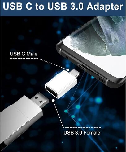 USB C to USB 3.0 Adapter,Aluminum Alloy USB Type-C Male to USB Female Converter fit for Cell Phone,OTG Adapters Cables and Adapters (Silver) in Saudi Arabia