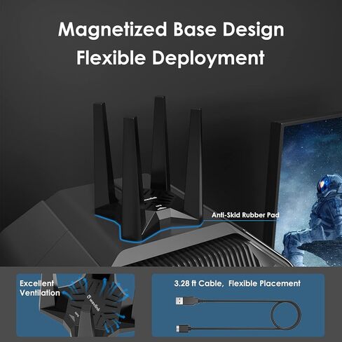 USB WiFi Adapter for Desktop PC, Wavlink AC1900 WiFi Adapter Dual Band Wireless Network Adapter with High Gain Antennas, MU-MIMO, Supports Windows XP/Vista/7/8/8.1/10/11 MacOS 10.7-10.15 in Kuwait