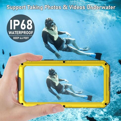 Beasyjoy for iPhone XR Metal Case, Waterproof Heavy Duty Case with Built-in Screen Protector, Full Body Protective Shockproof Tough Rugged Military Grade Defender Outdoor Case(Yellow) in Kuwait