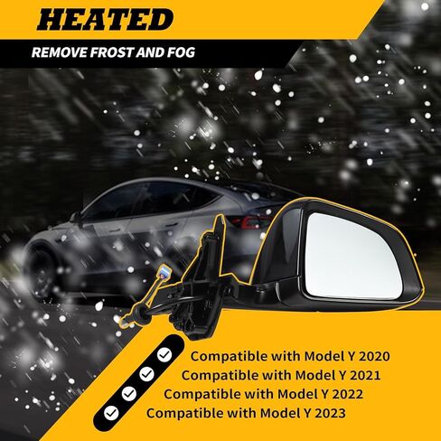 Mirror Assembly Right/Left Black Compatible with 2020 2021 2022 2023 Model Y 1594112-00-C 1594111-00-C (Right) in Kuwait