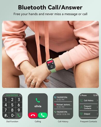 Smartwatch for Men Women, Alexa Built-in, 1.8" Fitness Tracker, IP68 Waterproof Smartwatch for Android & iPhone with Bluetooth Call (Answer/Make), Heart Rate/SpO2/Sleep Monitor/Pedometer, Black in Saudi Arabia