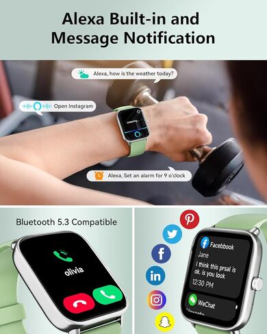 Smartwatch for Men Women, Alexa Built-in, 1.8" Fitness Tracker, IP68 Waterproof Smartwatch for Android & iPhone with Bluetooth Call (Answer/Make), Heart Rate/SpO2/Sleep Monitor/Pedometer, Black in Saudi Arabia