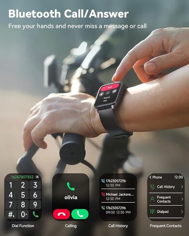 Smartwatch for Men Women, Alexa Built-in, 1.8" Fitness Tracker, IP68 Waterproof Smartwatch for Android & iPhone with Bluetooth Call (Answer/Make), Heart Rate/SpO2/Sleep Monitor/Pedometer, Black in Saudi Arabia