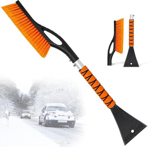 2025 New Snow Brush - Detachable Ice Scraper for Car Windshield with Ergonomic Foam Grip for Snow Removal, Aluminum Car Snow Scraper and Brush for Cars, Trucks, SUVs in Kuwait