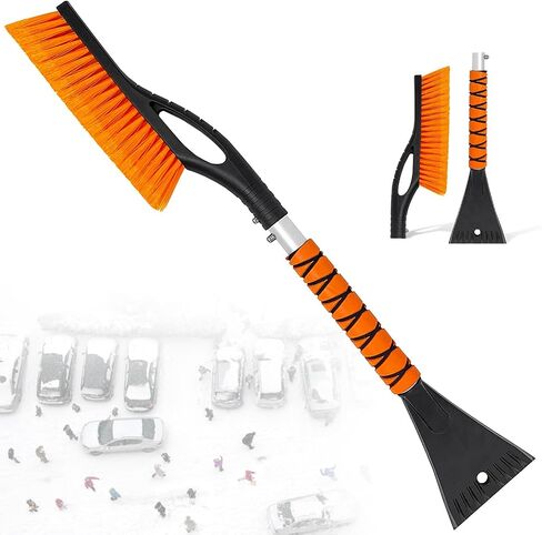 2025 New Snow Brush - Detachable Ice Scraper for Car Windshield with Ergonomic Foam Grip for Snow Removal, Aluminum Car Snow Scraper and Brush for Cars, Trucks, SUVs in Kuwait