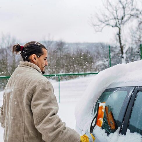 2025 New Snow Brush - Detachable Ice Scraper for Car Windshield with Ergonomic Foam Grip for Snow Removal, Aluminum Car Snow Scraper and Brush for Cars, Trucks, SUVs in Kuwait