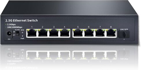 STEAMEMO 8-Port 2.5G Ethernet Switch with 10G SFP | Plug-and-Play Unmanaged Network Switch | 60Gbps Switching Capacity | Compatible with Gigabit/2.5Gb Multi-Gig for NAS, PC, Gaming & Home Office in Kuwait