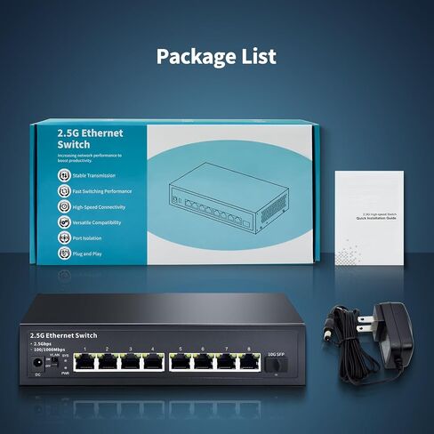 STEAMEMO 8-Port 2.5G Ethernet Switch with 10G SFP | Plug-and-Play Unmanaged Network Switch | 60Gbps Switching Capacity | Compatible with Gigabit/2.5Gb Multi-Gig for NAS, PC, Gaming & Home Office in Kuwait