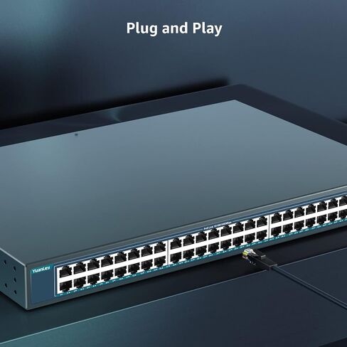 YuanLey 48 منفذ Gigabit PoE Switch غير مُدار مع 2 1000Mbps SFP Uplink، 50 منفذ 802.3af/at 800W PoE + محول شبكة عالي الطاقة، طاقة معدنية مثبتة على حامل عبر إيثرنت in Saudi Arabia