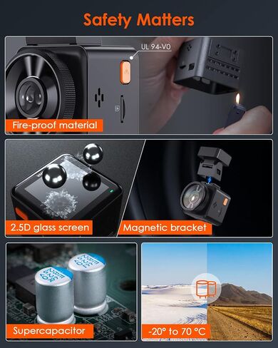 Vantrue E1 Lite 1080P WiFi Mini Dash Cam with GPS and Speed, Free App, Voice Control Detachable Dash Camera, 24 Hours Parking Mode, Night Vision, Motion Detection, Loop Recording, Support 512GB Max in Kuwait