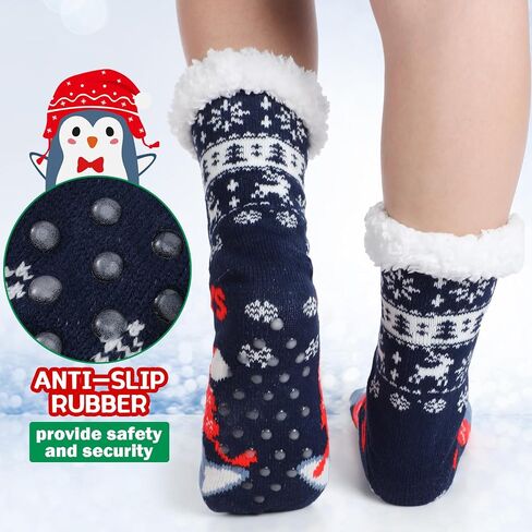 Suhine 6 Pairs Winter Women's Non Slip Slipper Socks With Grippers Soft Warm Fuzzy Fleece Lining Knitting Slipper Socks for Gifts in Saudi Arabia