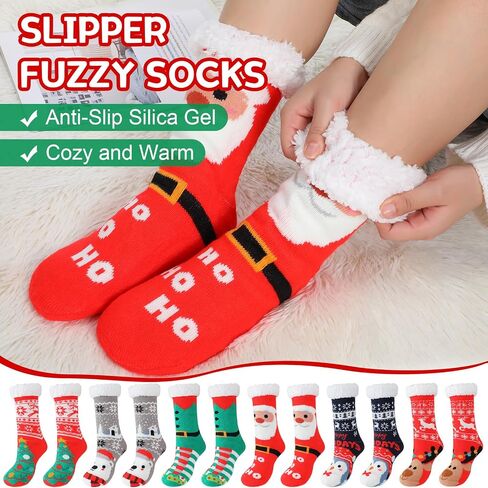 Suhine 6 Pairs Winter Women's Non Slip Slipper Socks With Grippers Soft Warm Fuzzy Fleece Lining Knitting Slipper Socks for Gifts in Saudi Arabia
