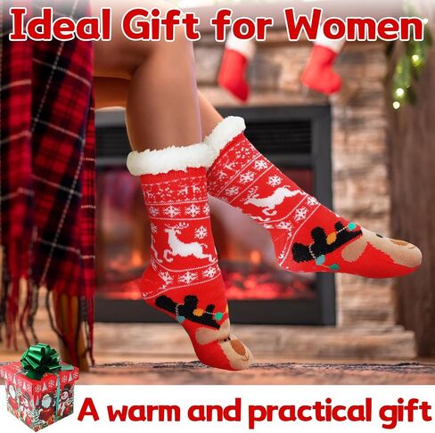 Suhine 6 Pairs Winter Women's Non Slip Slipper Socks With Grippers Soft Warm Fuzzy Fleece Lining Knitting Slipper Socks for Gifts in Saudi Arabia