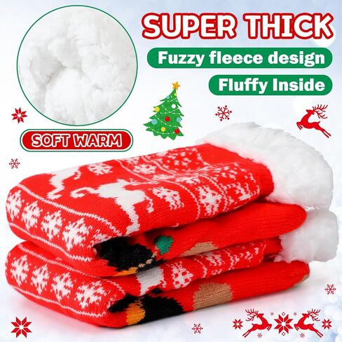 Suhine 6 Pairs Winter Women's Non Slip Slipper Socks With Grippers Soft Warm Fuzzy Fleece Lining Knitting Slipper Socks for Gifts in Saudi Arabia