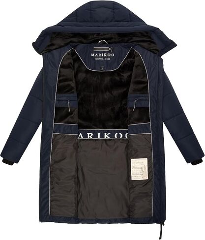 معطف شتوي دافئ من ماريكو للنساء | سترة مبطنة بغطاء للرأس | عزل نباتي | طول الفخذ | ناتسوكو السادس عشر XS-3XL in Kuwait