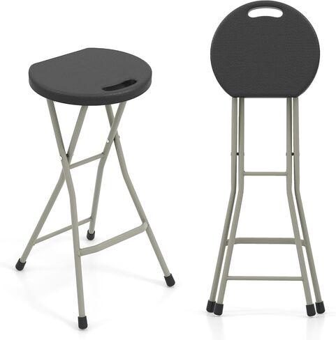 Goplus Folding Stool, Extra Tall 28 inch Foldable Camping Stool for Adults with 550 lb Capacity, Portable Plastic Fold up Stool, Collapsible Round Stool with Handle for Fishing Hiking Gardening BBQ in Saudi Arabia
