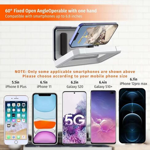 Shower Phone Holder Waterproof, 360° Rotation Phone Case, Anti-Fog High Sensitivity Stand for Bathroom Wall Mirror Bathtub Kitchen Up to 6.8 Inch Cell Phone in Saudi Arabia