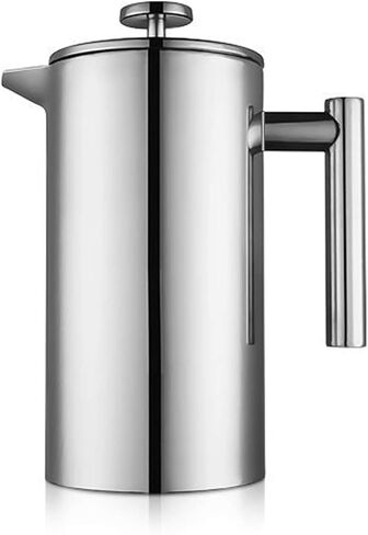 12 oz / 350 ml Stainless Steel French Press Coffee Maker, Double-Wall Insulated Small Coffee Press with 2 Extra Filters and Coffee Spoon, Single Serve French Press for Home, Office and Camping in Kuwait