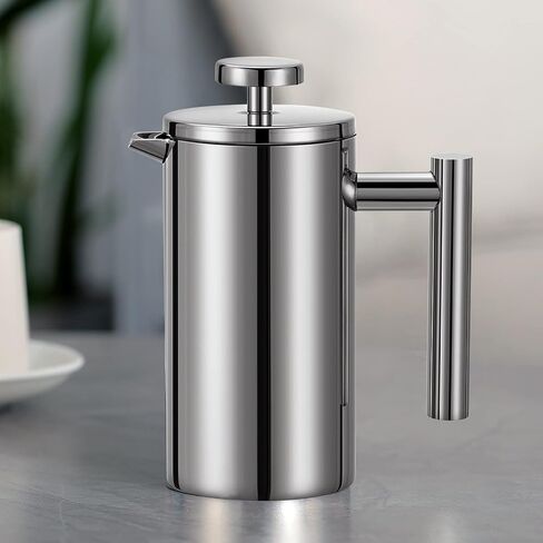 12 oz / 350 ml Stainless Steel French Press Coffee Maker, Double-Wall Insulated Small Coffee Press with 2 Extra Filters and Coffee Spoon, Single Serve French Press for Home, Office and Camping in Kuwait