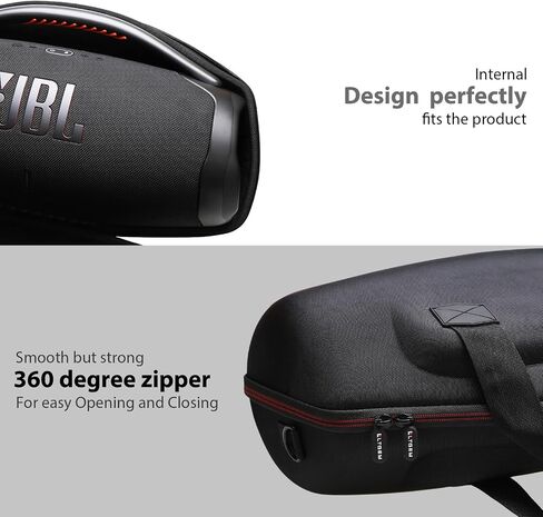 حقيبة سفر صلبة LTGEM لمكبر صوت بلوتوث JBL Boombox 3 المحمول، مع حزام كتف قابل للتعديل - حقيبة تخزين واقية للحمل (أسود + أسود) in Saudi Arabia