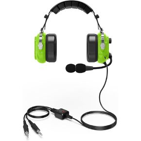 Noise Cancelling Pilot Headphone General Aviation Headset with Mono and Stereo Compatibility and Electret Noise Cancelling Microphone