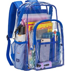 Vorspack Clear Backpack Heavy Duty PVC Transparent Backpack with Reinforced Strap for College Workplace - Black