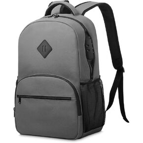 OZCHIN Smell Proof Bag, Smell Proof BackPack with Combination Lock, Water Resistant Smell Proof Bags Classics Large Capacity Carbon lining Travel Backpack Great Gifts for Men Women(Light Gray)