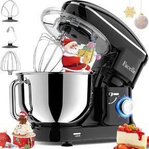 Facelle Stand Mixer, Electric Kitchen Mixer, 660W 6 Speed Tilt-Head stand mixer with Pulse Button, Attachments include 6.5 QT Bowl, Dishwasher Safe Beater, Dough Hook, Whisk & Splash Guard - Purple