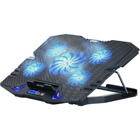 TopMate C5 12-15.6 inch Gaming Laptop Cooler Cooling Pad | 5 Quiet Fans and LCD Screen | 2500RPM Strong Wind Designed for Gamers and Office