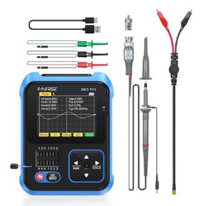 FNIRSI DSO-TC3 Oscilloscope - 3-in-1 Handheld Oscilloscope & DDS Signal Generator & Transistor Tester, 500Khz Bandwidth 10MSa/s Sampling Rate, 6 Types of Waveforms, Transistors Measure