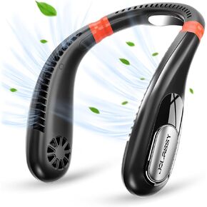 Portable Neck Fan, 6000mAh Rechargeable Personal Fans Cooling Wearable Fan, Low Noise 3 Speed Hands Free Fan, Bladeless Fans Design Sports Fan for Indoor & Outdoor(black)