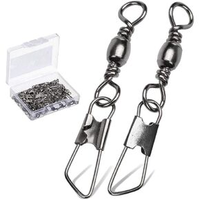 AMYSPORTS Stainless Steel Snap Swivel Saltwater High Strength Snaps Fishing Barrel Line Connector Fishing Swivels Barrel Safety Snap Fishing Tackle Stainless Steel Accessories