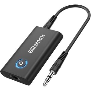 Bluetooth 5.2 Adapter Transmitter, Bluetooth Receiver 2-in-1 Mini Wireless Transmitter/Receiver with 3.5mm Audio Cable, Dual Link AptX Adaptive Bluetooth Adapter for Airplane/PC/TV/Car/Gym