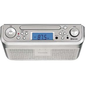 PROSCAN ELITE PKCR2713AMZ Under Counter CD Player with Clock Radio and Bluetooth, Silver