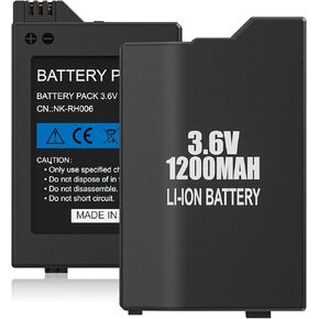 2Pcs Rechargeable Battery Real Capacity 1200mAh Lithium Ion Battery Pack Replacement for PSP-2000, PSP-2001, PSP-3000, PSP-3001, PSP-3002, PSP-3004, PSP Lite, and PSP Slim Console
