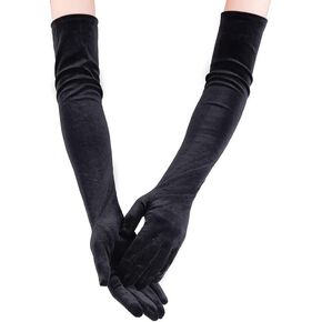 FGSS Long Satin Gloves for Women 1920s - Opera Evening Party Gloves Elbow Length Adult Size