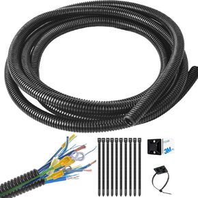 1/4 inch Split Wire Loom Tubing Wire Conduit - 30 ft Cord Protector Electric Wires Covers, Automotive Wire Flexible Conduit, Plastic Wire Cover (1/4"-30ft)