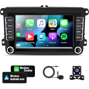 Android Car Stereo for VW Volkswagen Seat Golf Passat Jetta Beetle Tiguan Touran EOS 7" Double Din Touchscreen Bluetooth Radio with Apple CarPlay Android Auto GPS Navigation WiFi FM Backup Camera MIC